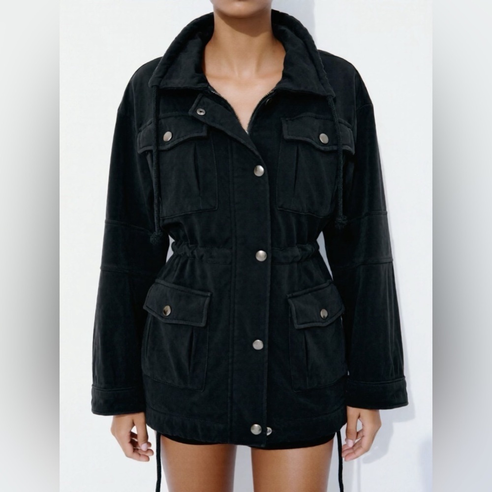 Vici Women’s Black Cotton Blend Utility Jacket Sz Small